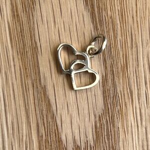 Interlocking Double Heart Pendant • Vintage Sterling Silver 925 • NOS)